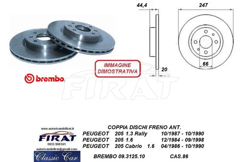 DISCHI FRENO PEUGEOT 205 GTI 1600 ANT. (09312510) - Clicca l'immagine per chiudere